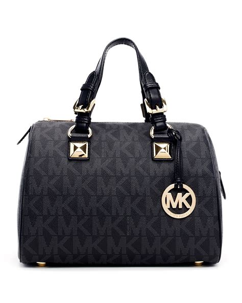 michael kors black satchel with gold hardware|Michael Kors grayson satchel black.